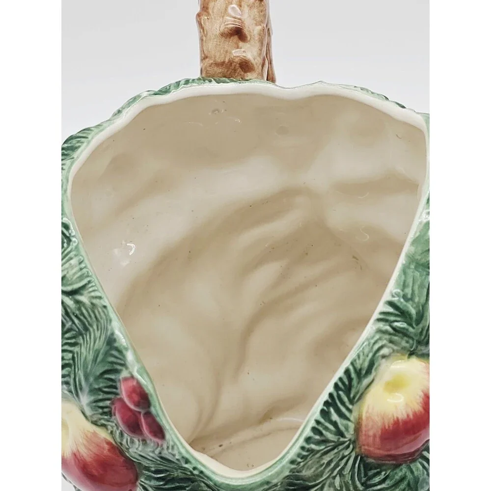 Fitz & Floyd Father Christmas Santa Pitcher 1991 Vintage Ceramic Fruit Pinecones